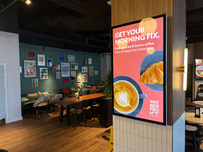 Digital signage menu board in cafe