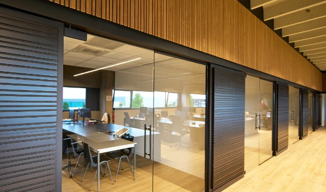 Acoustic treatment panels in office
